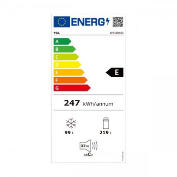 TCL RP318BWE3 Ψυγειοκαταψύκτης 318lt Full No Frost Υ185cmxΠ59.5cmxΒ63cm Inox